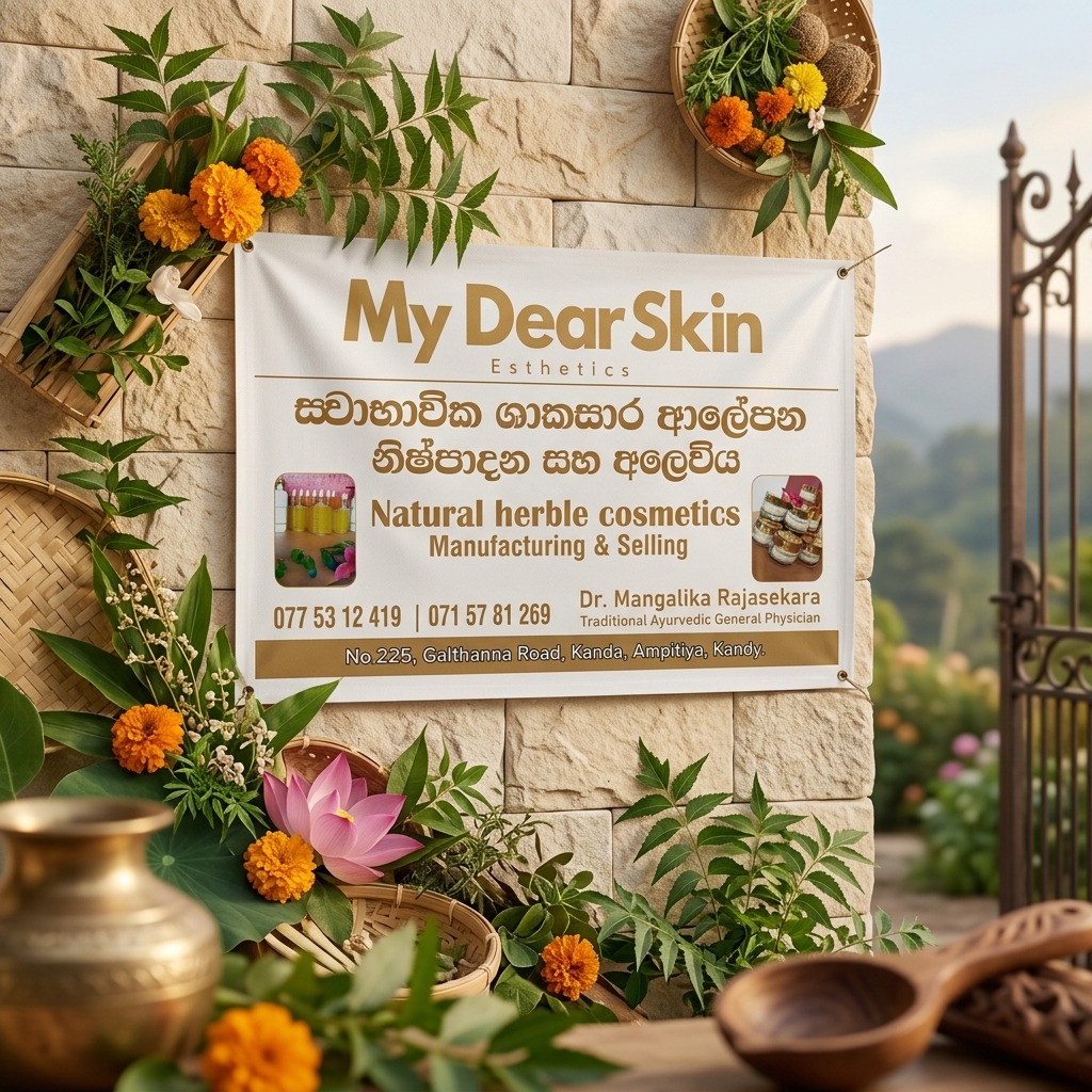 Shanthi Weda Madhura clinic signboard — Ampitiya, Kandy